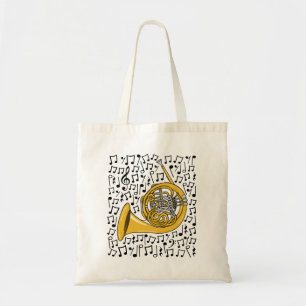 Bolsa Tote Francês Horn Musical Notes Brass Professora De Mús