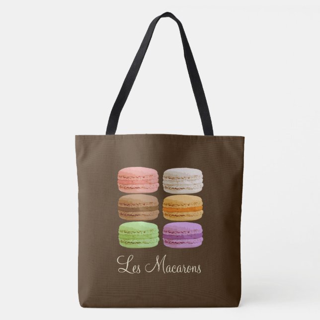 Bolsa Tote Francês Macarons - pastels muti-coloridos (Frente)