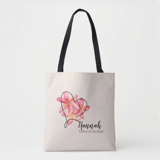 Bolsa Tote Frangipane Flor de Aquarela, Mãe da Noiva (Frente)