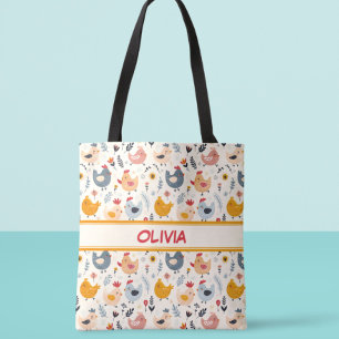 Bolsa Tote Frangos Fofos na Fazenda Personalizado