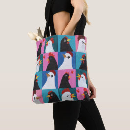 Bolsa Tote Frangos Pintados à Mão