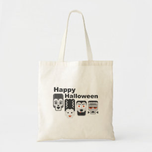 Bolsa Tote Frankenstein e amigos assustadores - preto, branco