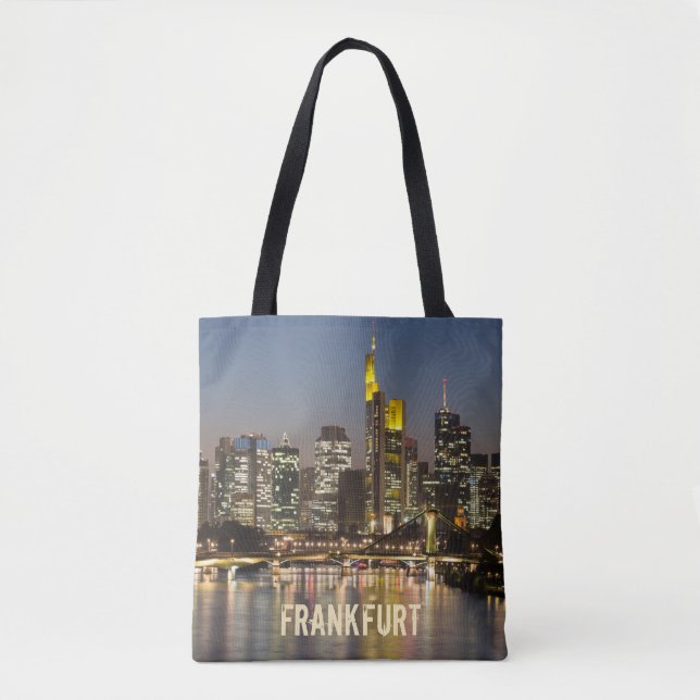 Bolsa Tote Frankfurt Skyline Alemanha Presente Vintage Souven (Frente)