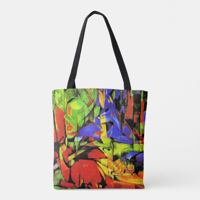 Bolsa Tote Franz Marc abstrato trabalho de arte, Formas de Lu (Verso)