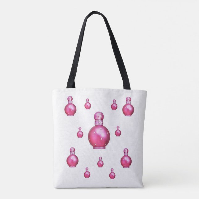 Bolsa Tote frascos de perfume cor-de-rosa spa (Verso)
