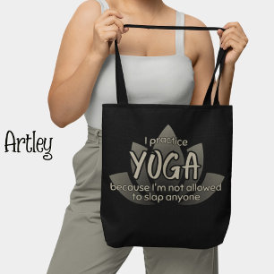 Bolsa Tote Frase Engraçada Lótus Negra Yoga Flor