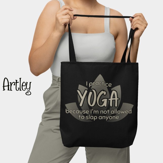 Bolsa Tote Frase Engraçada Lótus Negra Yoga Flor (Criador carregado)