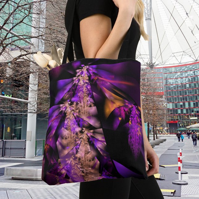 Bolsa Tote Fratural moderno em preto e roxo (Criador carregado)
