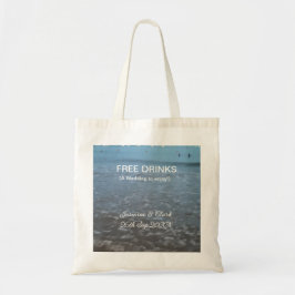 Bolsa Tote Free drinks save the date beach wedding add name 