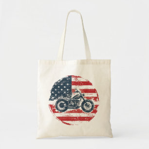 Bolsa Tote Freedom Ride: Retro Motorcycle and American Flag