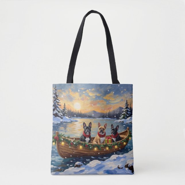 Bolsa Tote French Bulldog Christmas Boat Holiday (Frente)