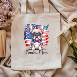 Bolsa Tote Frenchie Bulldog Mom Patriotic USA Flag