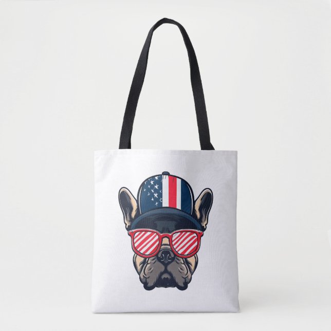 Bolsa Tote Frenchie Vestindo cores dos EUA (Frente)