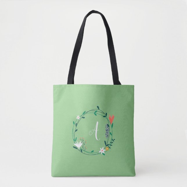 Bolsa Tote Fresca Primavera Floral Garland Personalizada (Frente)