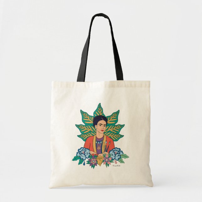 Bolsa Tote Frida Kahlo Colorful Floral Graphic (Frente)