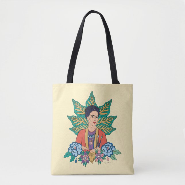 Bolsa Tote Frida Kahlo Colorful Floral Graphic (Frente)