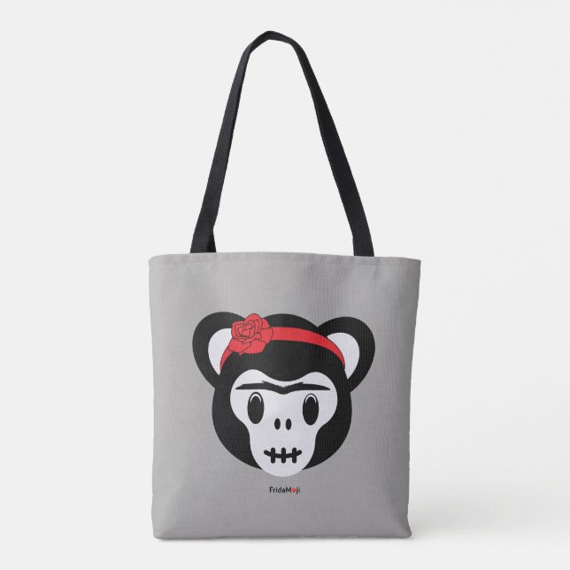 Bolsa Tote Frida Kahlo | FridaMoji - dia do macaco inoperante (Verso)