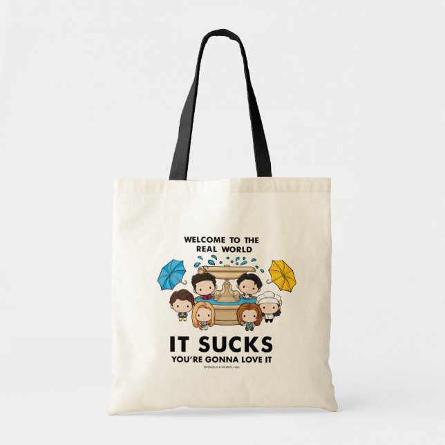 Bolsa Tote FRIENDS™ | Bem-vindo ao Mundo Real Chibi (Frente)