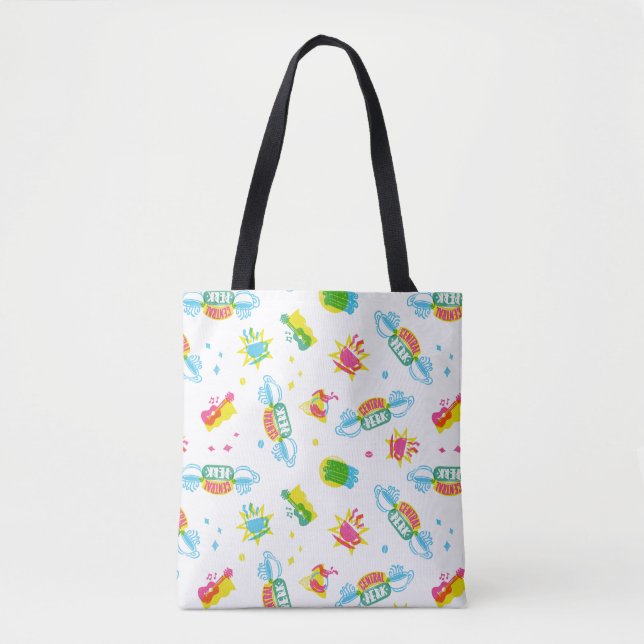 Bolsa Tote FRIENDS™ | Padrão Neon Central Perk (Frente)