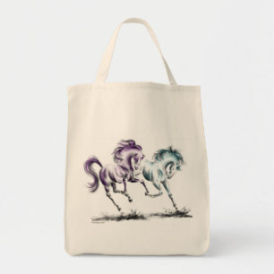 Bolsa Tote Frolicking competindo cavalos selvagens