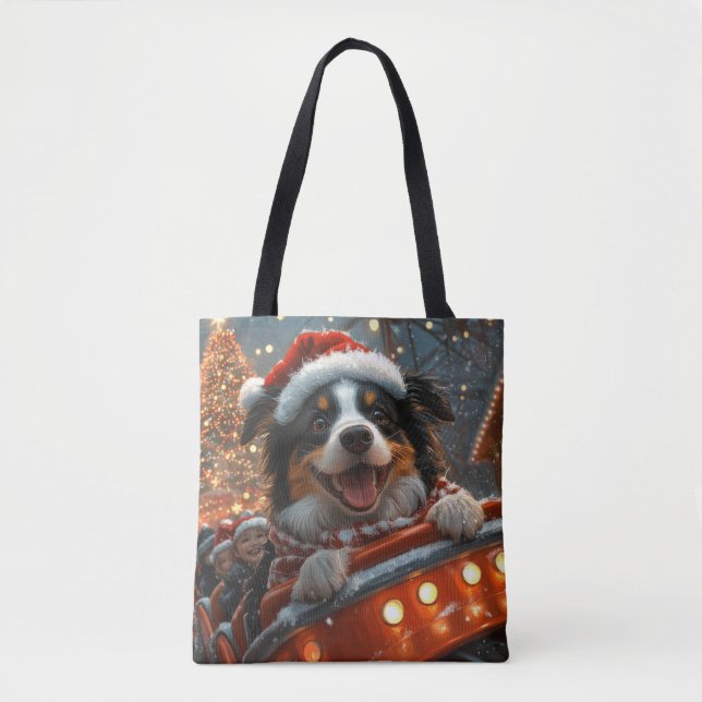 Bolsa Tote Fronteira Cachorro Cachorro Porta copos Natal (Frente)