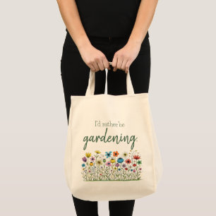 Bolsa Tote Fronteira de Flores Silvestres Eu Preferiria Estar
