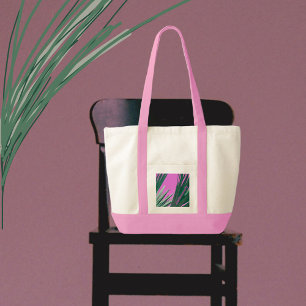Bolsa Tote Fronteiras tropicais das palmeiras em verde e rosa