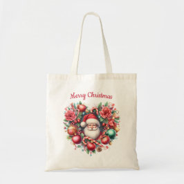 Bolsa Tote Frota Floral em forma de coração - Papai Noel de N
