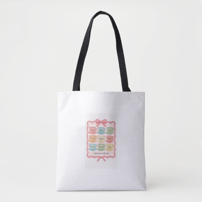 Bolsa Tote Fruta das xícaras de chá rosa com espírito (Frente)