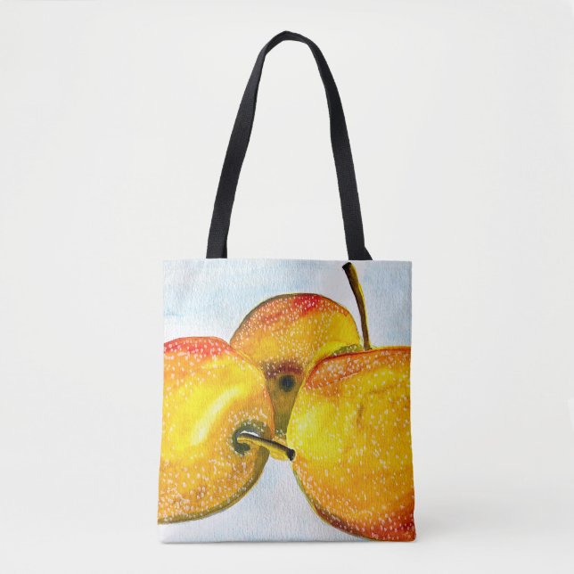 Bolsa Tote Fruta de aquarela amarelo-pera Nashi (Frente)