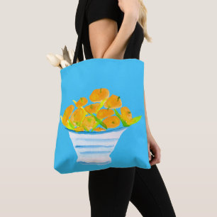 Bolsa Tote Fruta de aquarela de kumquats laranja