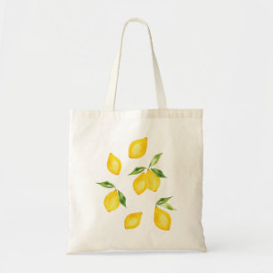 Bolsa Tote fruta de aquarela de limão amarelo