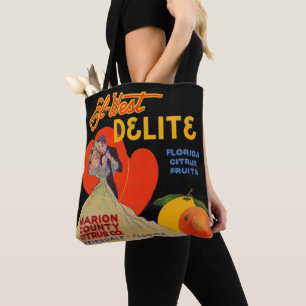 Bolsa Tote Fruta de Citros El-West Delite, Flórida, década 