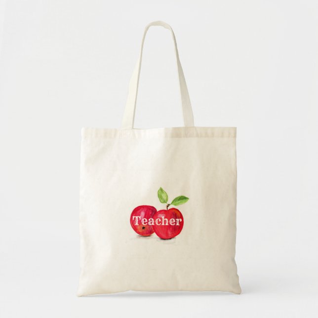 Bolsa Tote Fruta de Educação de Professores de Maçãs Vermelha (Frente)