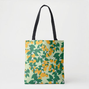 Bolsa Tote Fruta de laranja: padrão de vinheta verde.