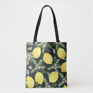 Bolsa Tote Fruta de limão: Design de padrão sem costura
