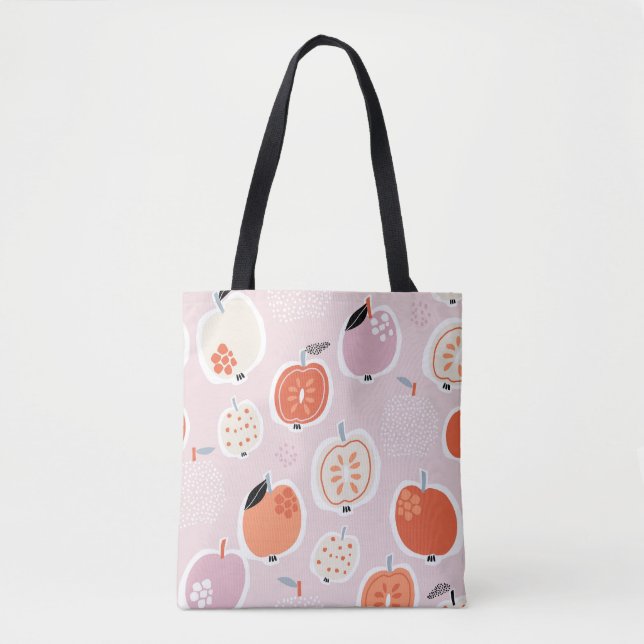 Bolsa Tote Fruta de maçã, abstrato, padrão de verão (Frente)