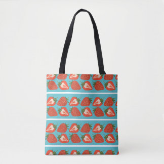 Bolsa Tote Fruta de morango: Padrão de repetição sem costura.