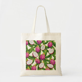 Bolsa Tote Fruta do Dragão Rosa com Padrão Tropical de Polpa
