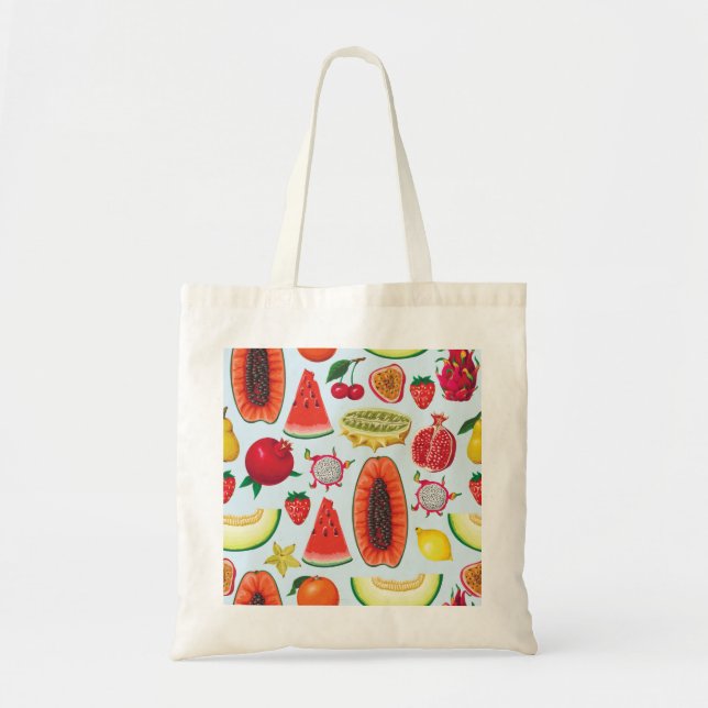 Bolsa Tote Fruta Exótica: Trendy Impressão Invisível. (Frente)