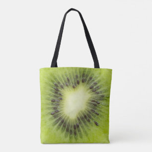 Bolsa Tote Fruta fresca de kiwi. Fechamento de fatias redonda