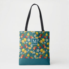 Bolsa Tote Fruta fresca Morango e Monograma de Limão