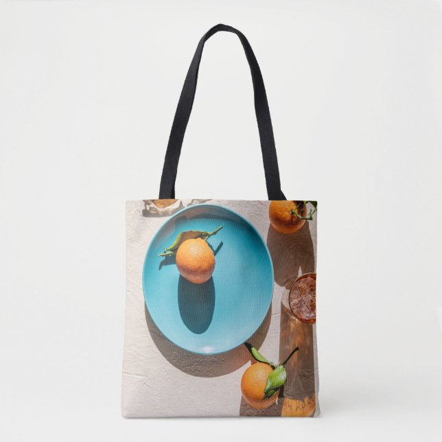 Bolsa Tote Fruta laranja no prato (Frente)