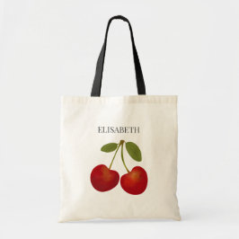 Bolsa Tote Fruta Personalizar Nome Personalizado do Red Cherr