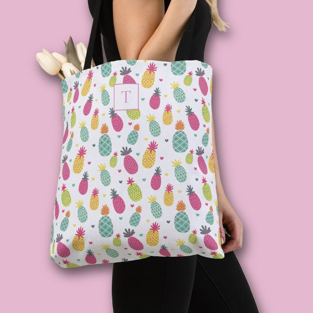 Bolsa Tote Fruta Tropical de Verão Abacaxi (Pineapple fruit all over print tote bag)
