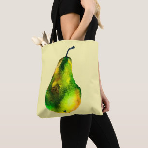 Bolsa Tote Fruta verde de cor aquosa da pera