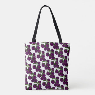 Bolsa Tote fruta verde-roxo, preto, com padrão