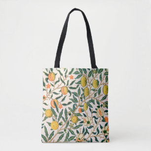 Bolsa Tote Fruta William Morris Pomegranate Ornamento Branco