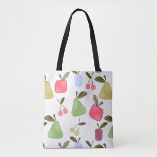 Bolsa Tote Frutas de desenho cartoon sem costura maçãs peras