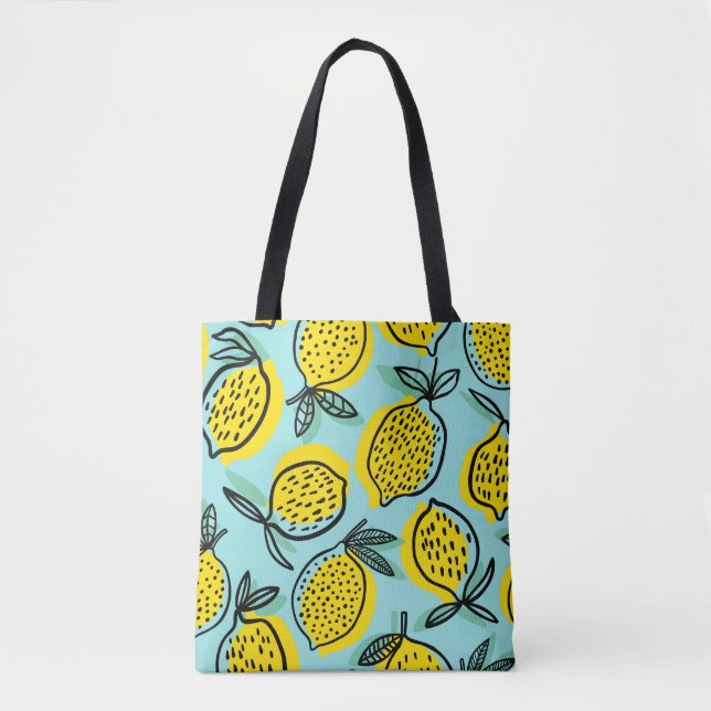 Bolsa Tote Frutas de limão: padrão de colheita de verão. (Frente)
